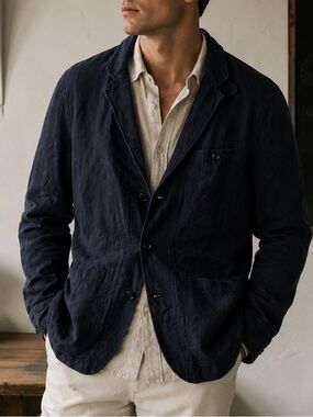 Vintage Polo Ralph Lauren Original Label Men’s Navy Linen Cotton Blazer Jacket S